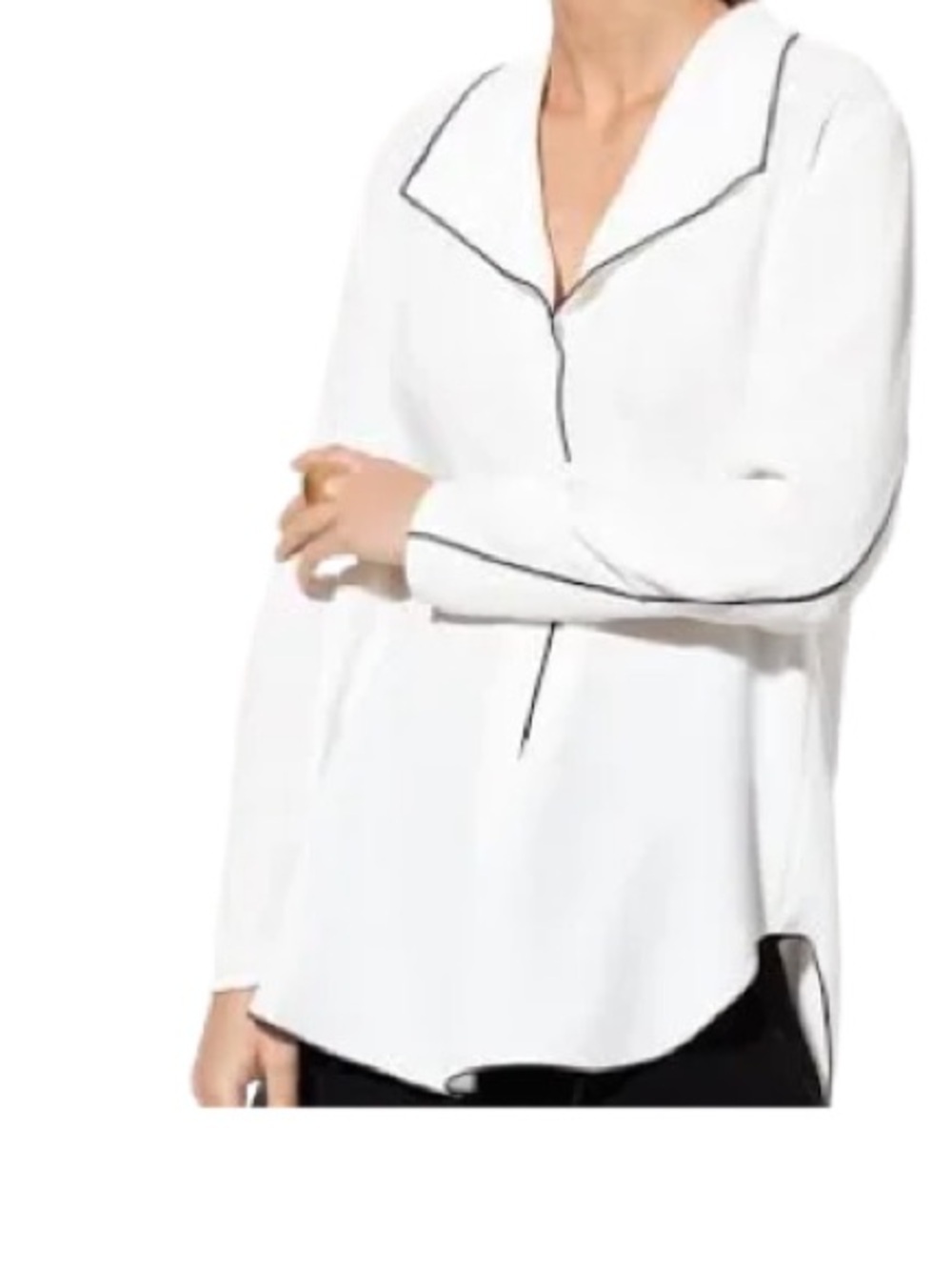 Babaton White Rena blouse with Black Contrast Piping Size X Small